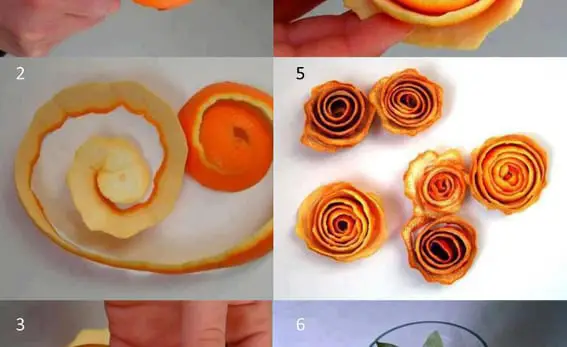 Roses made with orange peel
